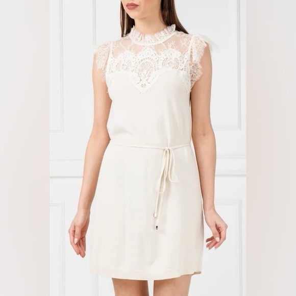 Twin-Set Cream White Lace Dress Size L NWT - Picture 1 of 14
